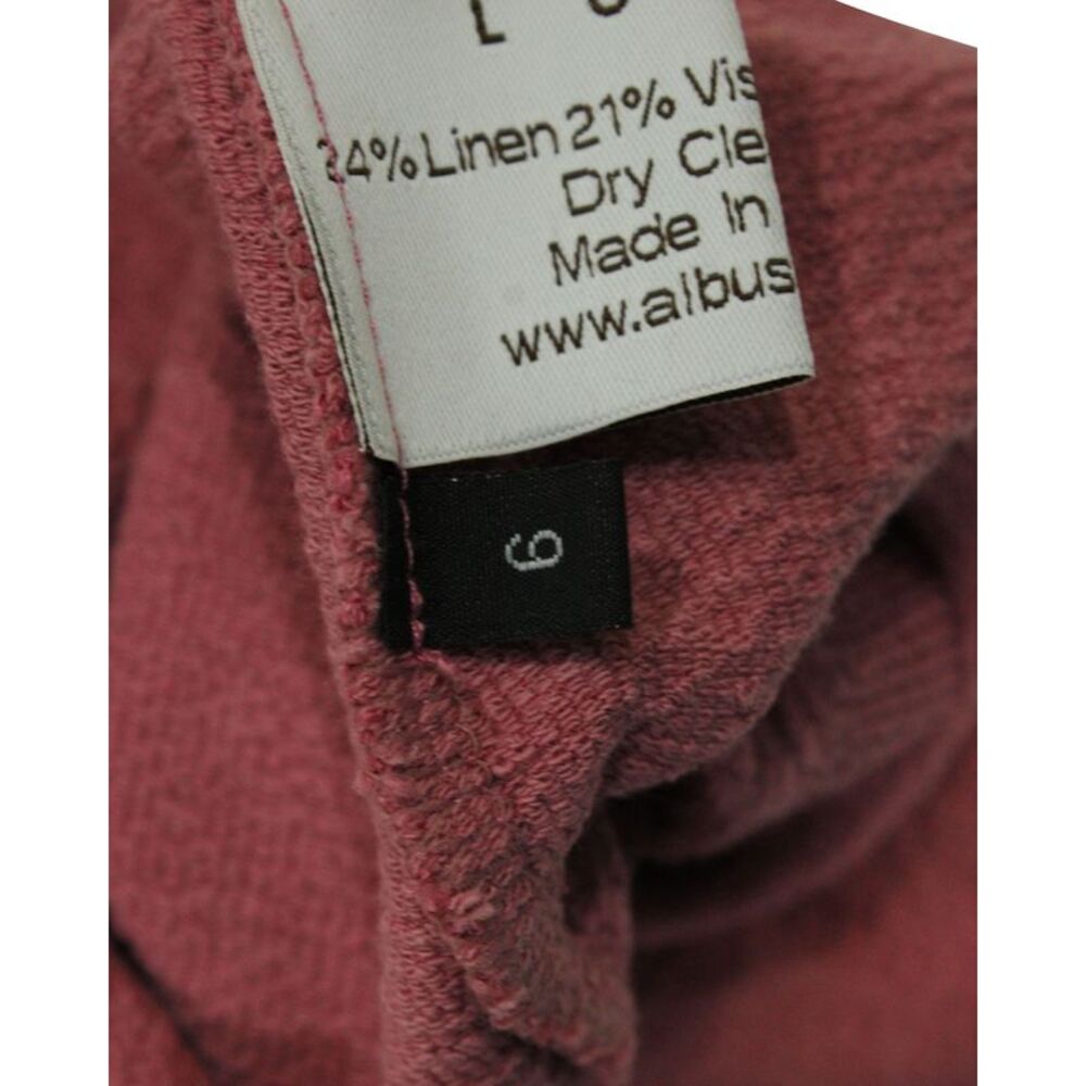 Albus Lumen Point Collar Polo Shirt in Red Linen - Picture 5 of 5
